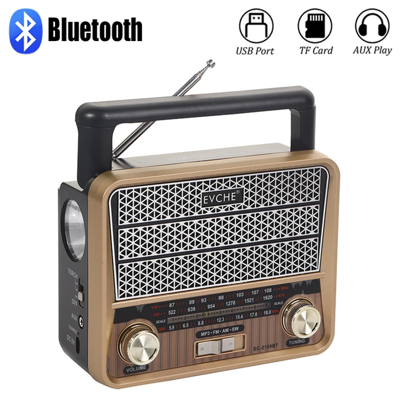 

Ретро Полнодиапазонный радио портативный FM/AM/SW радио приемник Bluetooth динамик MP3 музыкальный плеер с поддержкой Flashligh TF карта/USB/AUX