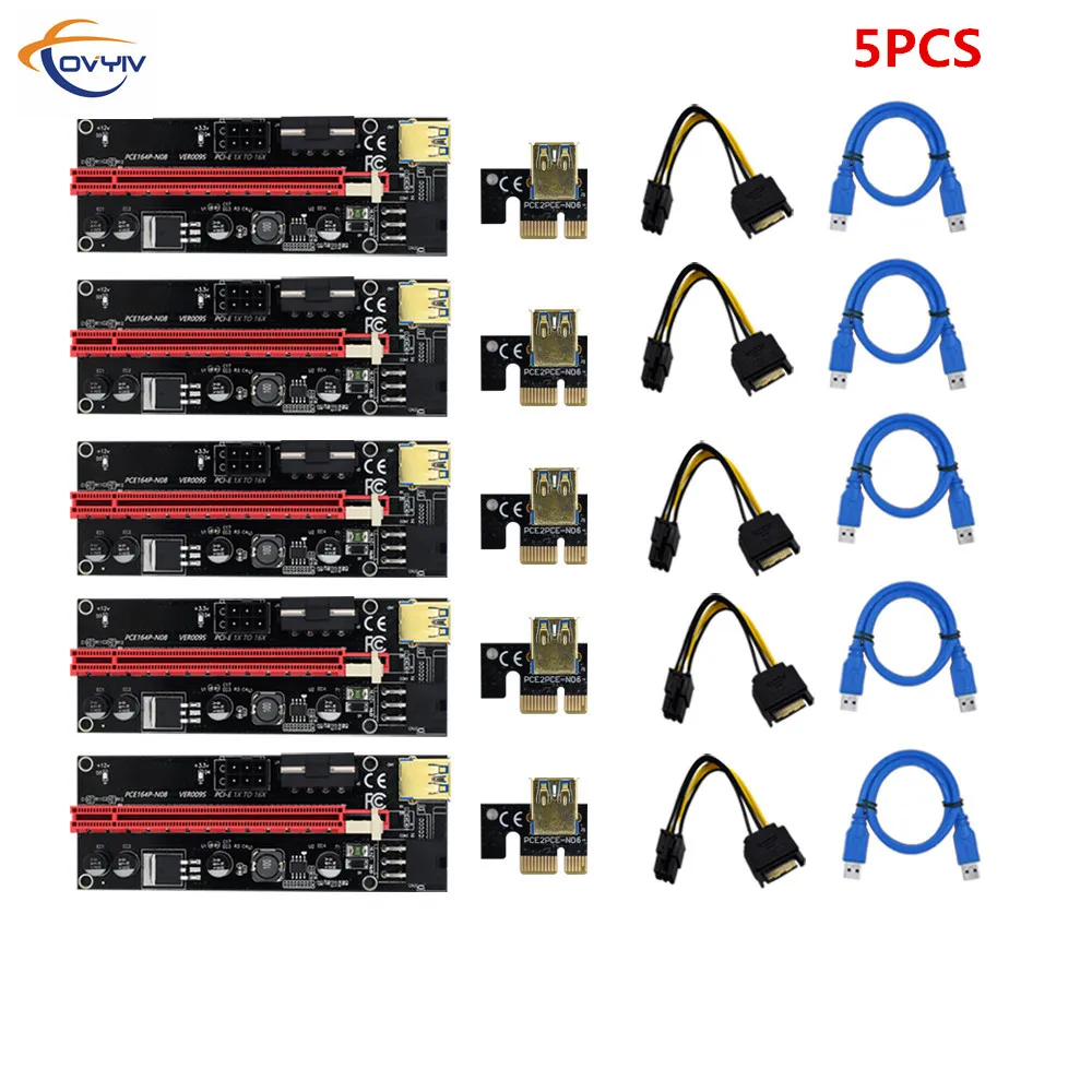 5 шт. COVYIV 009s PCI Extender Riser карта PCI-E/PCIE USB 3 0 к 6pin адаптер кабель добыча стояк для