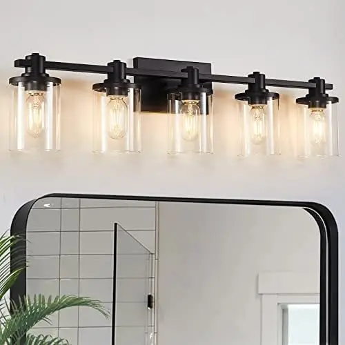 Light Bathroom Vanity Light, Modern Matte Black Bathroom Vanity Light Fixtures with Clear Glass Shade, Vintage Sconces Lighting
Light Bathroom Vanity Light, Modern Matte Black Bathroom Vanity Light Fixtures with Clear Glass Shade, Vintage Sconces Lighting