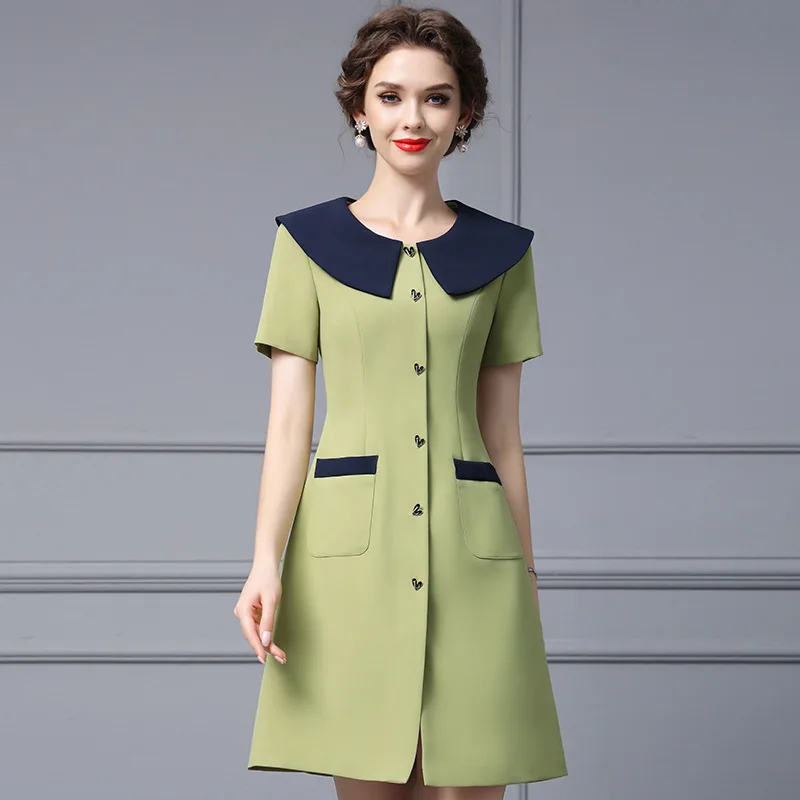 Green Fashion Women Dress O-Neck Short Sleeve Knee Length Pockets Buttons Daily Elegant A Line Female Summer Gowns 2023 New
Green Fashion Women Dress O-Neck Short Sleeve Knee Length Pockets Buttons Daily Elegant A Line Female Summer Gowns 2023 New