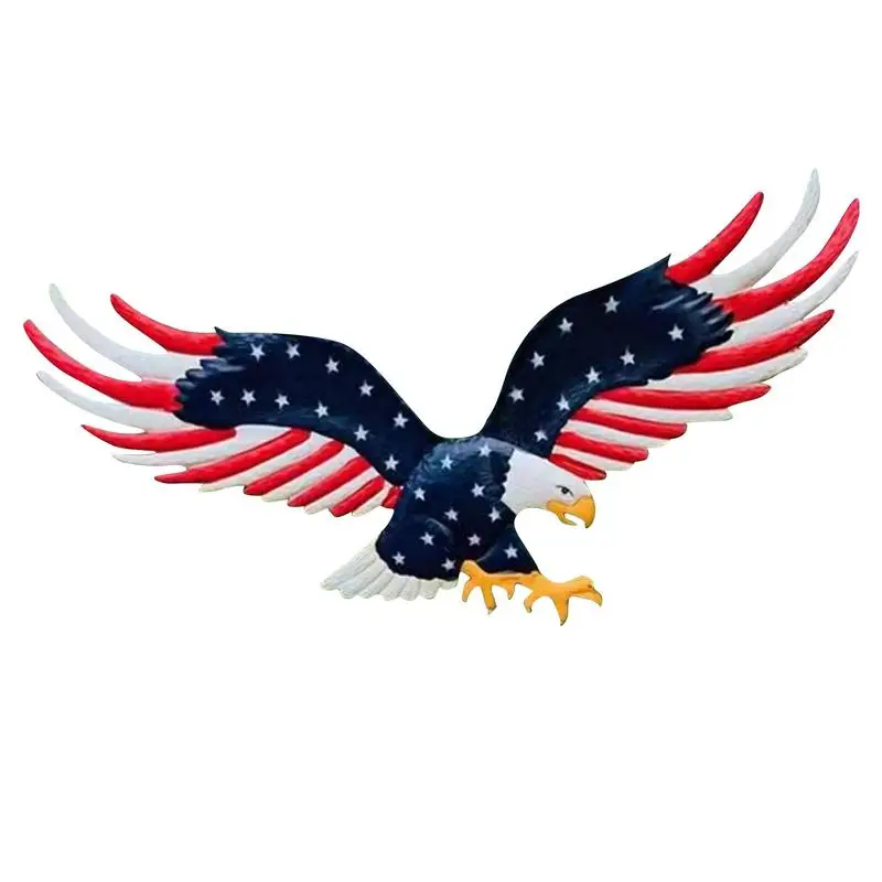 

Metal Eagle Wall Decor American Flag Bald Eagle Sculpture Patriotic Bald Eagle Statue For July 4th Veterans Day Garden Decor