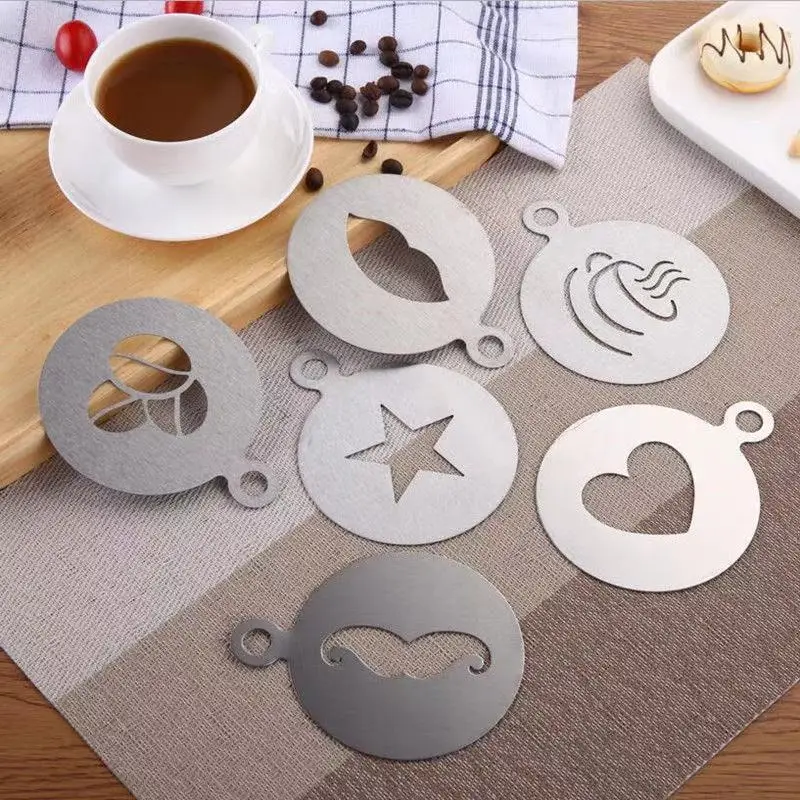 

Stainless Steel Coffee Cakes Garland Mold Thick Cafe Foam Spray Tools Coffee Stencil Coffee Decor Coffee Accessories Shaker Die