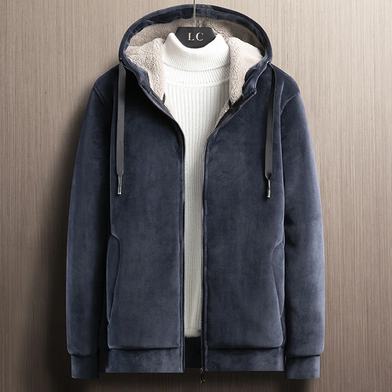 

Soft Velvet Men's Winter Warm Jacket Fleece Parka Coat Hooded Windbreaker Outwear 6XL 7XL 8XL Big Size Fleec Thermal Parkas