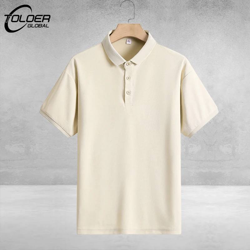 

2023 Summer Solid Polo Shirt Men Breathable Top Business Casual Lapel Short Sleeve Male Brand Simple Classical Loose Polos Tee