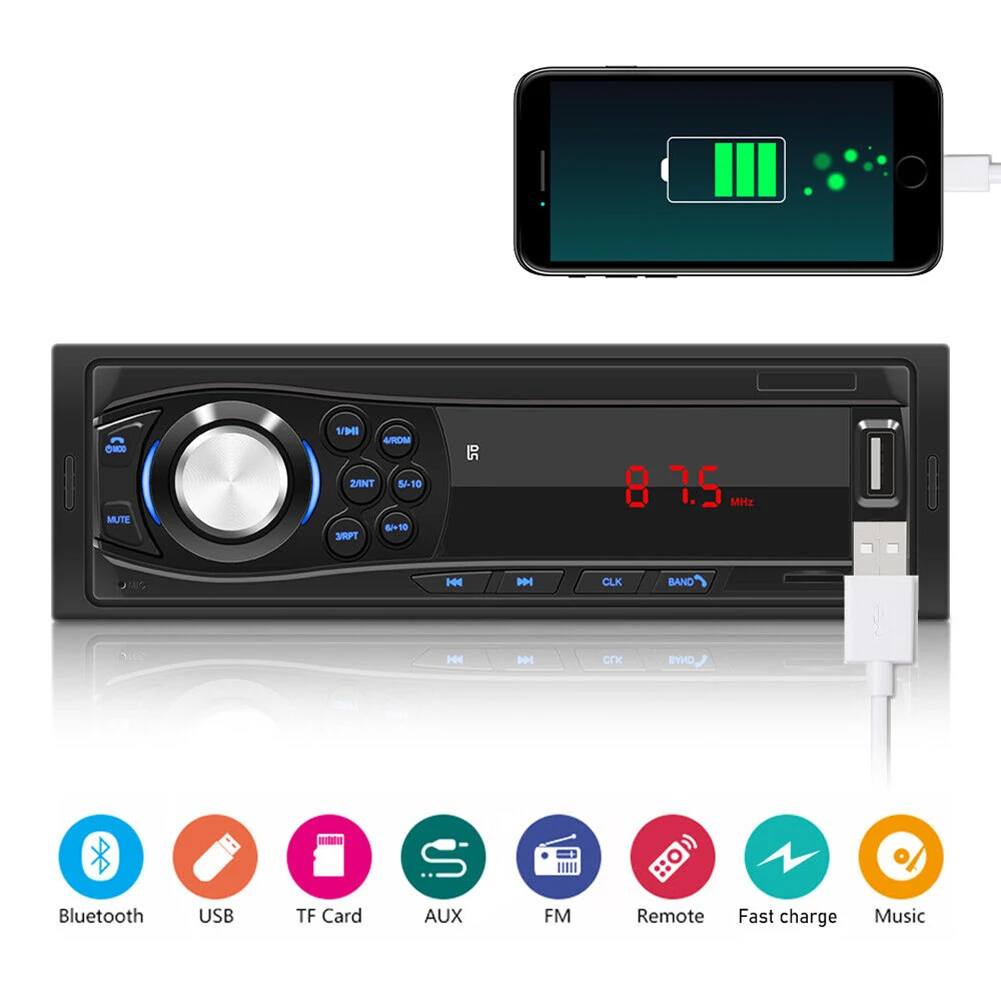 One Din Bluetooth Car Radio Stereo Head Unit AUX In-dash MP3 /USB/SD/FM Player LCD Display Handsfree With Remote Control
One Din Bluetooth Car Radio Stereo Head Unit AUX In-dash MP3 /USB/SD/FM Player LCD Display Handsfree With Remote Control
