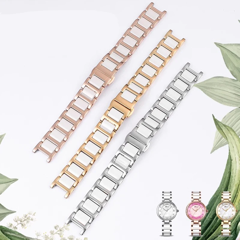

Notched Ceramic Watchband For Fiyta Gucci Casio Series Watch Strap Women's Steel Bracelet 20*12mm 18*10mm 16*10mm