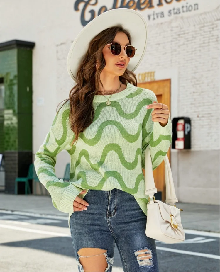 Женский винтажный пуловер с длинным рукавом, вязаный свитер с круглым вырезом
Женский винтажный пуловер с длинным рукавом, вязаный свитер с круглым вырезом