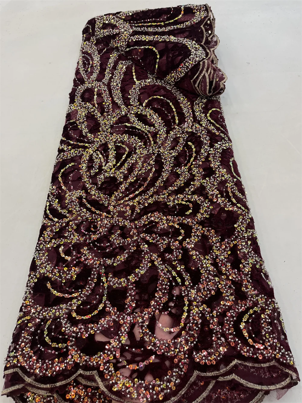 French Velvet Sequins Lace Fabric High Quality Embroidery Nigerian African Tulle Lace Fabric With Stones For Party Dress QF0104
French Velvet Sequins Lace Fabric High Quality Embroidery Nigerian African Tulle Lace Fabric With Stones For Party Dress QF0104