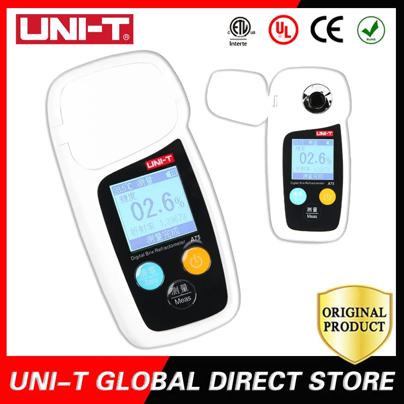 UNI-T digital sugar meter fruit/milk/beverage high-precision sweetness test sugar detector A75 
UNI-T digital sugar meter fruit/milk/beverage high-precision sweetness test sugar detector A75