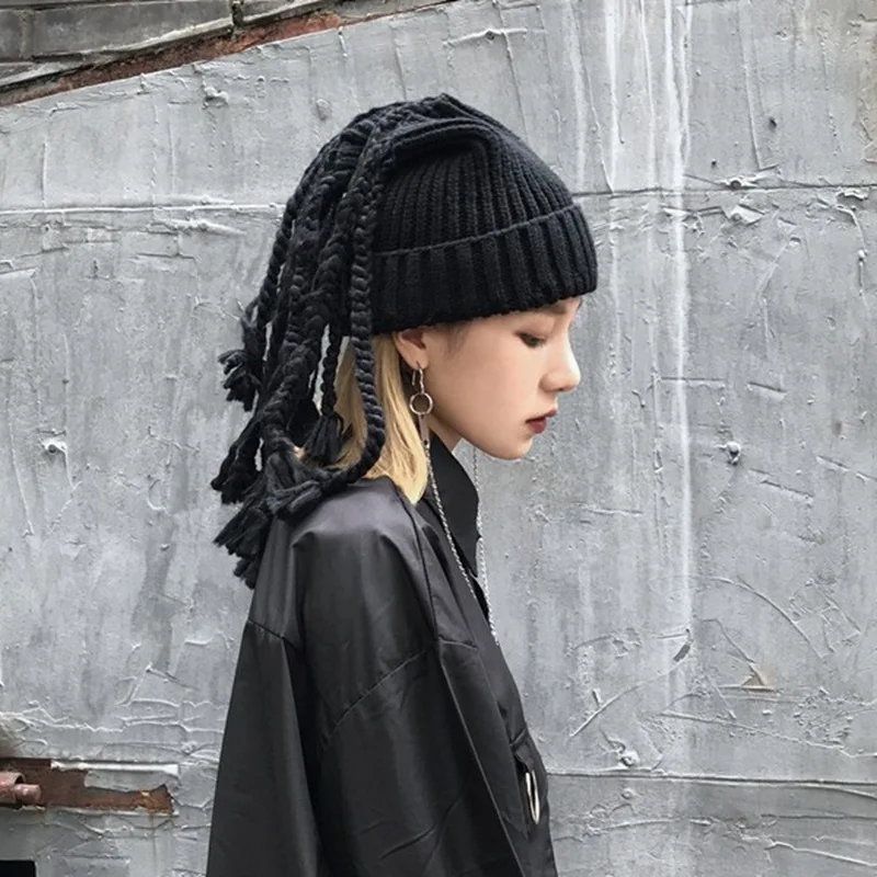 Personality Tassel Dirty Braided Hat Black Knitted Hats Hip-hop Indifferent Twist Braided Wool Cap Men And Women Street Shooting
Personality Tassel Dirty Braided Hat Black Knitted Hats Hip-hop Indifferent Twist Braided Wool Cap Men And Women Street Shooting