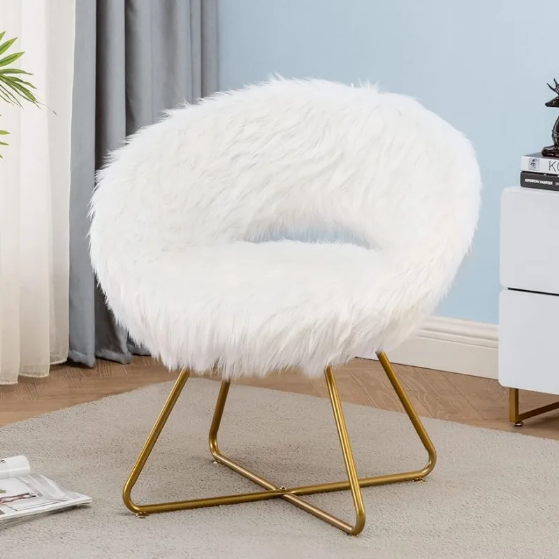 Round White Faux Fur Accent Chair, Modern Upholstered Swivel Accent Chair for Bedroom Living Room Side Chairs Cute Vanity Chair
Round White Faux Fur Accent Chair, Modern Upholstered Swivel Accent Chair for Bedroom Living Room Side Chairs Cute Vanity Chair