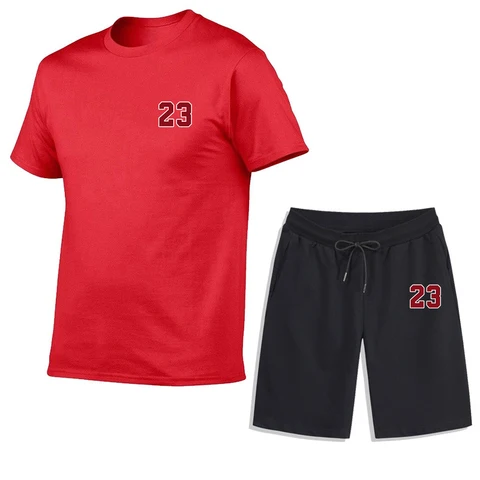 Мужская хлопковая футболка и короткий комплект из 2 предметов, мужской спортивный костюм, летняя повседневная одежда, спортивный костюм для бега с коротким рукавом, мужская тренировочная футболка
