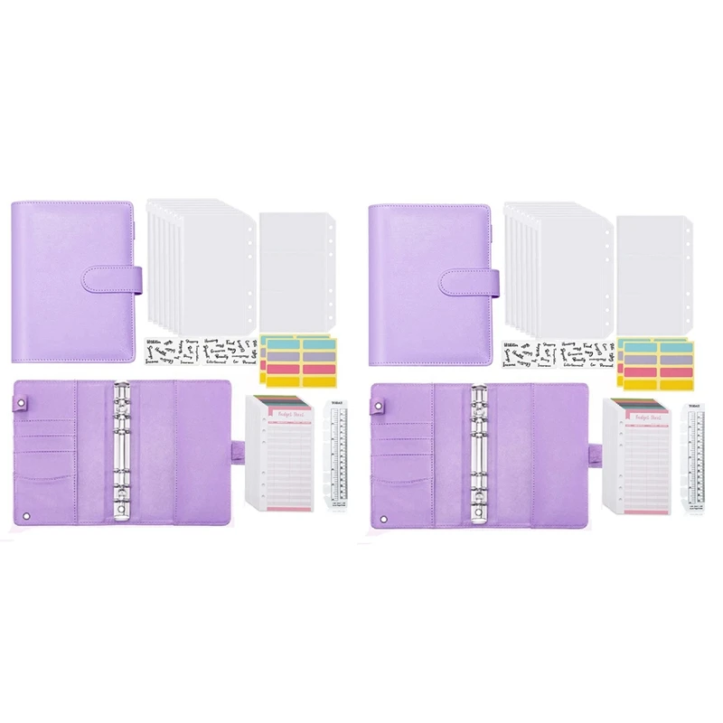 2X A6 Budget Binder With Zipper Envelopes, Budget Planner Book Money Saving Organizer, Cash Envelopes Purple 
2X A6 Budget Binder With Zipper Envelopes, Budget Planner Book Money Saving Organizer, Cash Envelopes Purple
