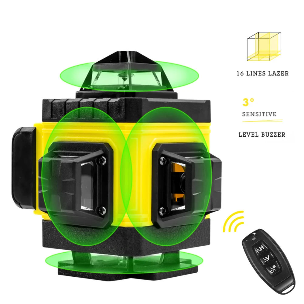 VIP16 Lines 4D Green Laser Level Self-Leveling 360° Horizontal and Vertical Cross Lines Remote Control Laser Level EU Plug
VIP16 Lines 4D Green Laser Level Self-Leveling 360° Horizontal and Vertical Cross Lines Remote Control Laser Level EU Plug