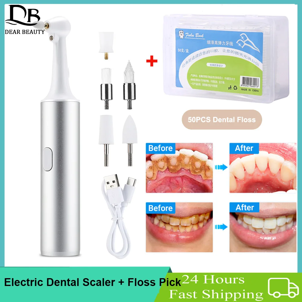 Electric Tooth Polisher With 50pcs Floss Stick Oral Irrigator Dental Scaler Plaque Stains Tartar Remover Teeth Whitening Cleaner
Electric Tooth Polisher With 50pcs Floss Stick Oral Irrigator Dental Scaler Plaque Stains Tartar Remover Teeth Whitening Cleaner