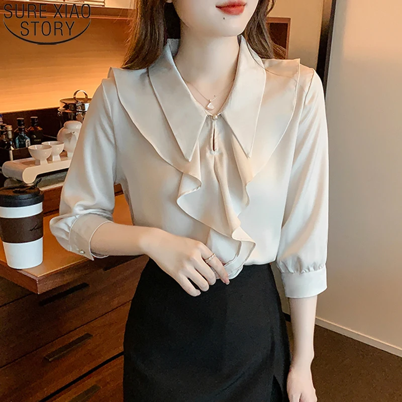 Spring Long Sleeve Shirt Tops Fashion 2022 New Office Lady Ruffles Blouse Women Three Quarter Sleeve Clothing Blusas Mujer 19209
Spring Long Sleeve Shirt Tops Fashion 2022 New Office Lady Ruffles Blouse Women Three Quarter Sleeve Clothing Blusas Mujer 19209