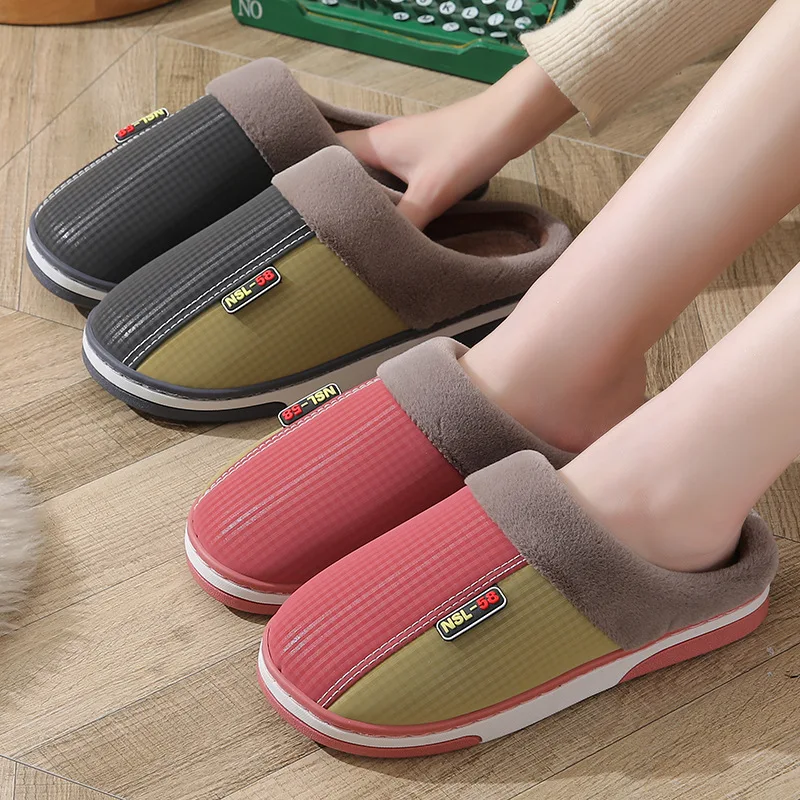 Мужские тапочки, новинка, Зимняя модель, теплые домашние тапочки, водонепроницаемые домашние туфли, женская теплая плюшевая обувь 
Мужские тапочки, новинка, Зимняя модель, теплые домашние тапочки, водонепроницаемые домашние туфли, женская теплая плюшевая обувь