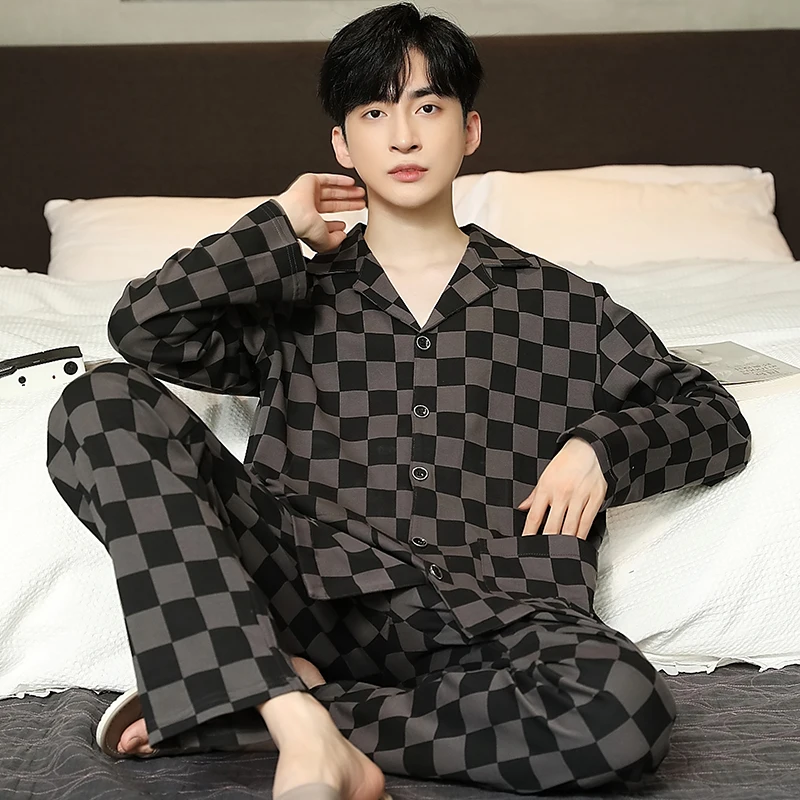 QUHENG Men's Pajama Sets Autumn Winter Man Pajamas Set Simple Sleepwear Long Sleeve Cotton Pajamas Men Leisure Home Clothing
QUHENG Men's Pajama Sets Autumn Winter Man Pajamas Set Simple Sleepwear Long Sleeve Cotton Pajamas Men Leisure Home Clothing