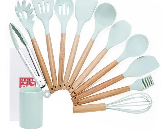 Kitchen Utensils Set, 11 Pieces Silicone Cooking Utensils, with 10 S Hooks, BPA Free (Green)
Kitchen Utensils Set, 11 Pieces Silicone Cooking Utensils, with 10 S Hooks, BPA Free (Green)