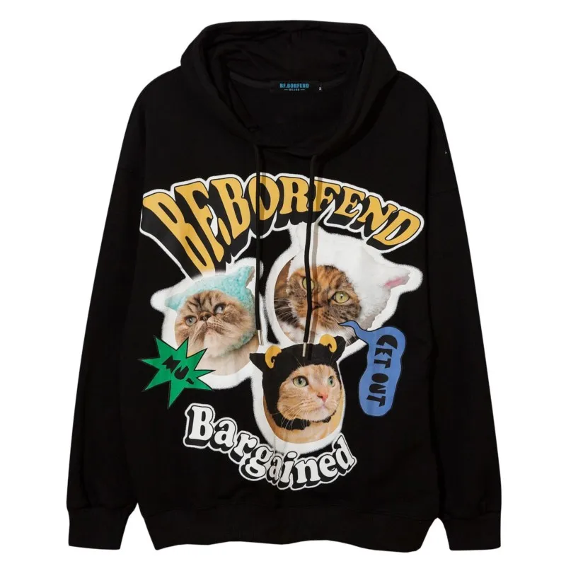 Korean Style High Street Fashion Cat Printing Hooded 2022 Autumn And Winter Man's New Ins Hip Hop Loose Casual Sweatshirts
Korean Style High Street Fashion Cat Printing Hooded 2022 Autumn And Winter Man's New Ins Hip Hop Loose Casual Sweatshirts