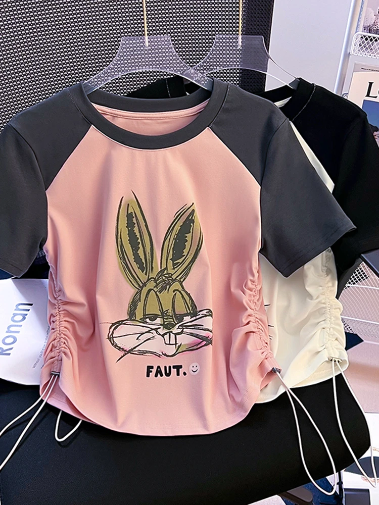 2023 Summer New Print T-shirt Women's Short Sleeve Raglan Sleeve Pleated Waist Short Top
2023 Summer New Print T-shirt Women's Short Sleeve Raglan Sleeve Pleated Waist Short Top