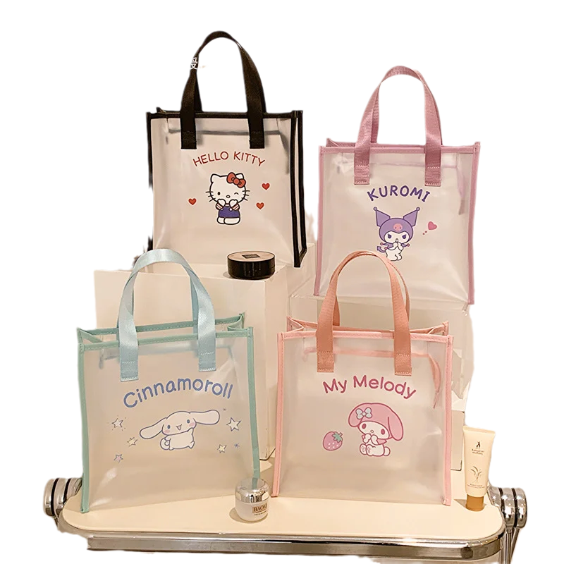 

Kawaii Cinnamoroll My Melody Kuromi прозрачная ручная косметичка аниме Sanrio Девочка Сердце вместительная сумка для хранения туалетных принадлежностей