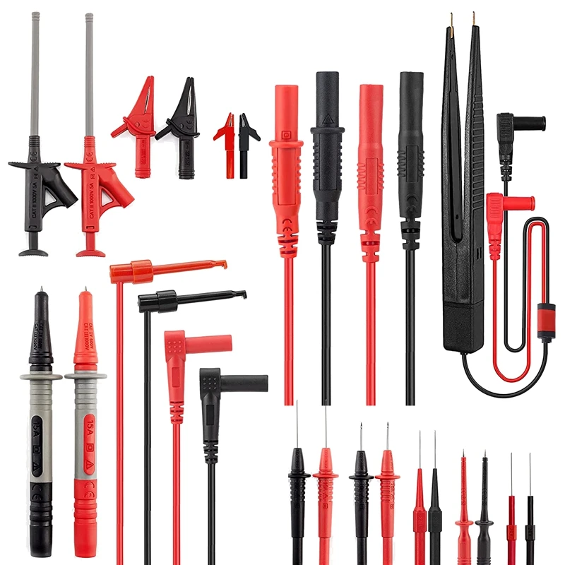 23PCS Multimeter Test Lead Kit With Replaceable Precision Probe Sets And Alligator Clips, Test Probes, Test Hooks
23PCS Multimeter Test Lead Kit With Replaceable Precision Probe Sets And Alligator Clips, Test Probes, Test Hooks