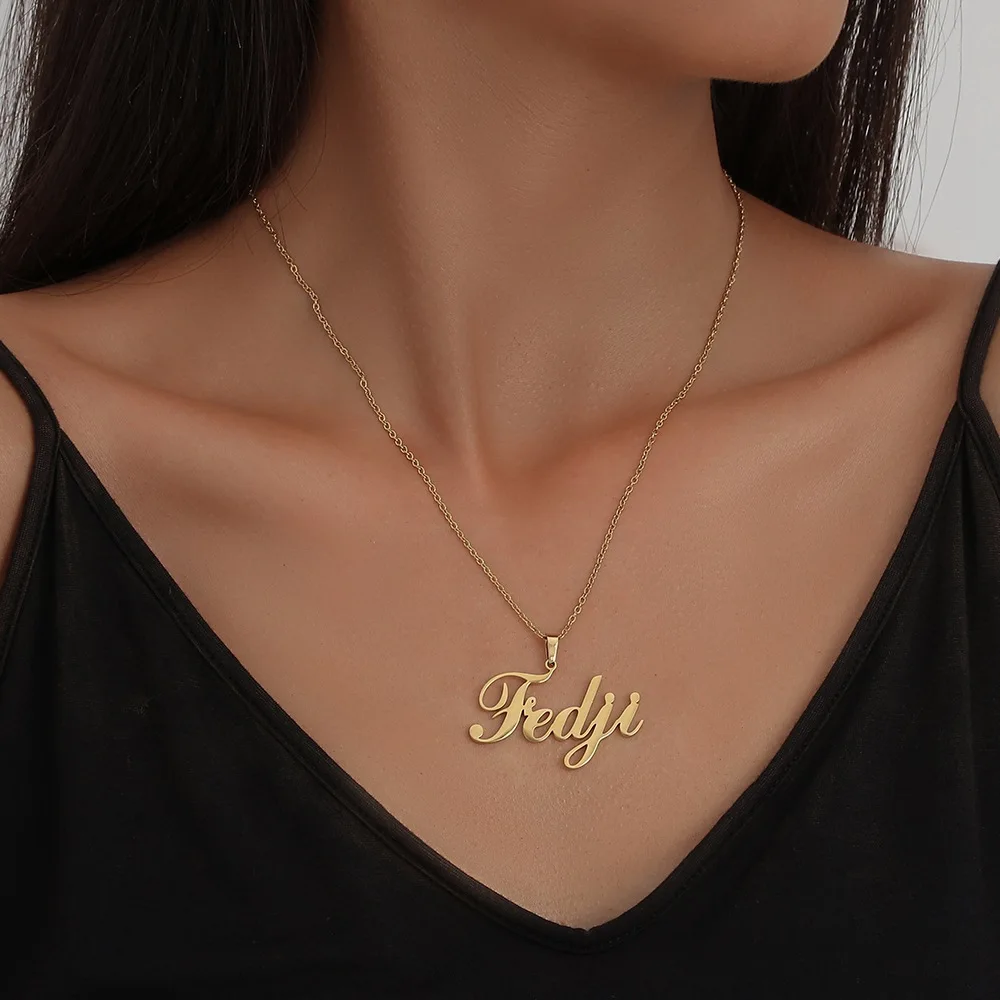 Мода персонализированное имя ожерелье из нержавеющей стали пользовательское имя английское ожерелье с надписью креативный эстетический кулон для женщин
Мода персонализированное имя ожерелье из нержавеющей стали пользовательское имя английское ожерелье с надписью креативный эстетический кулон для женщин