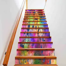 Musical Notes Stair Stickers Colorful Music Theme Staircase Sticker Decals Hippie Rock Style Stairs Risers Stairway Decor Murals