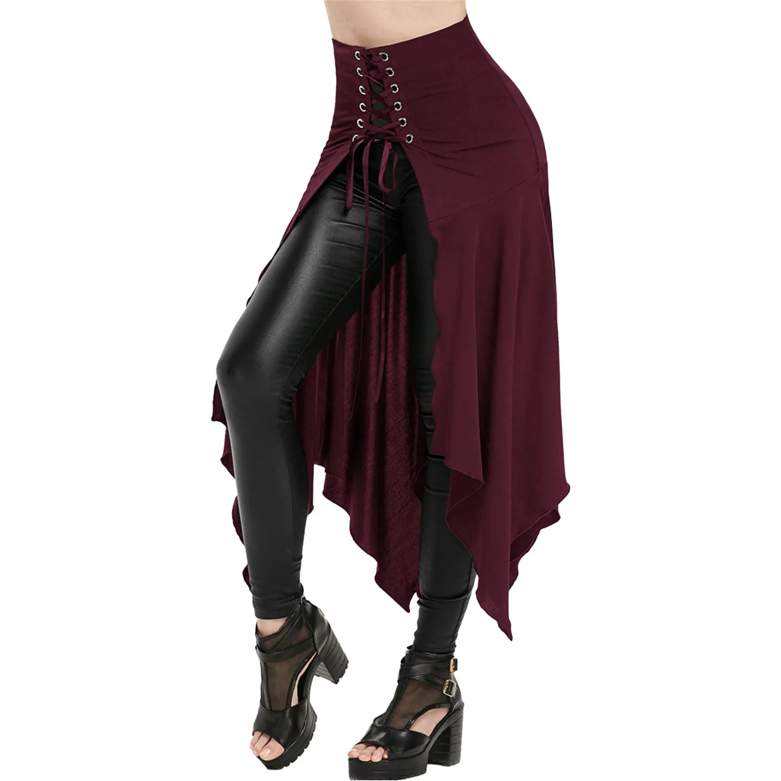 

2023 Black Medieval Skirt Women Halloween Vintage Irregualr Hem Steampunk Ladies Long Skirts Gothic Cosplay Dress Skirt Fashion