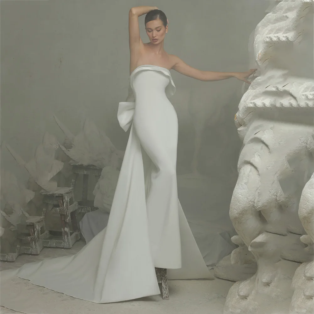 UETEEY Modern Wedding Dresses Sleeveless Starpless Mermaid Bride Gown Zipper Back With Bow 2022 Vestido De Novia
UETEEY Modern Wedding Dresses Sleeveless Starpless Mermaid Bride Gown Zipper Back With Bow 2022 Vestido De Novia