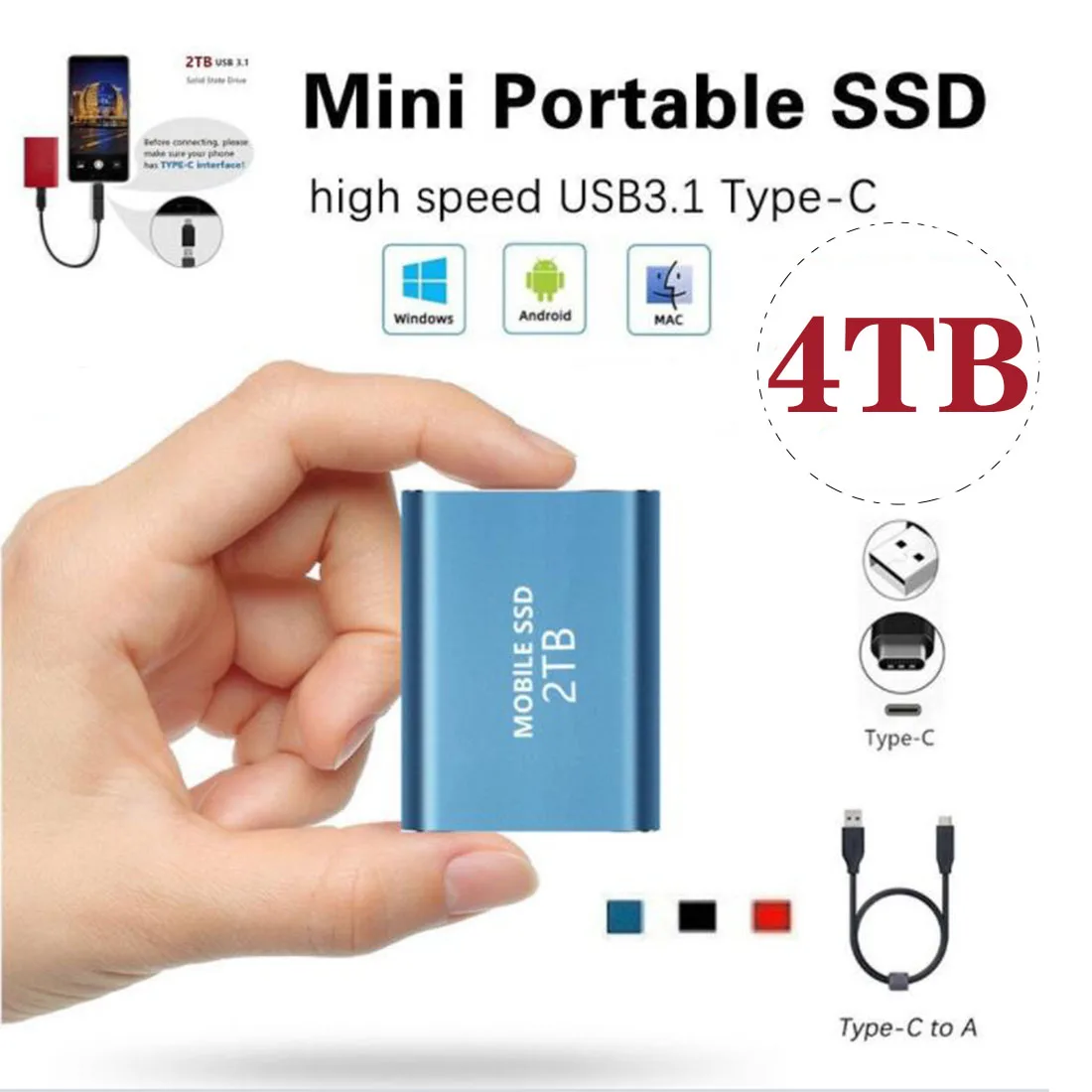 Твердотельный внешний накопитель USB 3.1 Type C SSD 2 ТБ внешний жесткий диск для настольного ноутбука
Твердотельный внешний накопитель USB 3.1 Type C SSD 2 ТБ внешний жесткий диск для настольного ноутбука