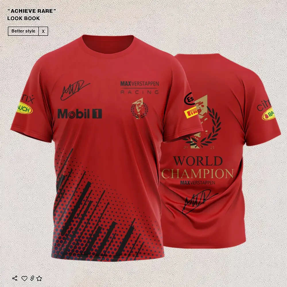 F1 2023 Drivers CHAMPION WORLD T-shirt MAX Breathable Car Fan Summer New Formula one Polar Red Color Bull Racing Team Jerseys
F1 2023 Drivers CHAMPION WORLD T-shirt MAX Breathable Car Fan Summer New Formula one Polar Red Color Bull Racing Team Jerseys
