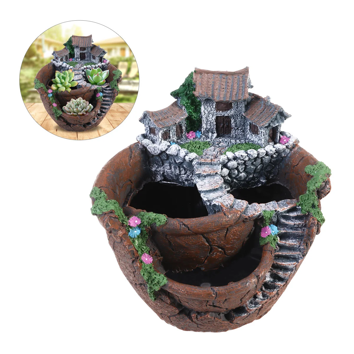 Small Pot Artificial Flower Container Tiny House Statue Bonsai Vase Landscape Decor for Home Office Orange
Small Pot Artificial Flower Container Tiny House Statue Bonsai Vase Landscape Decor for Home Office Orange