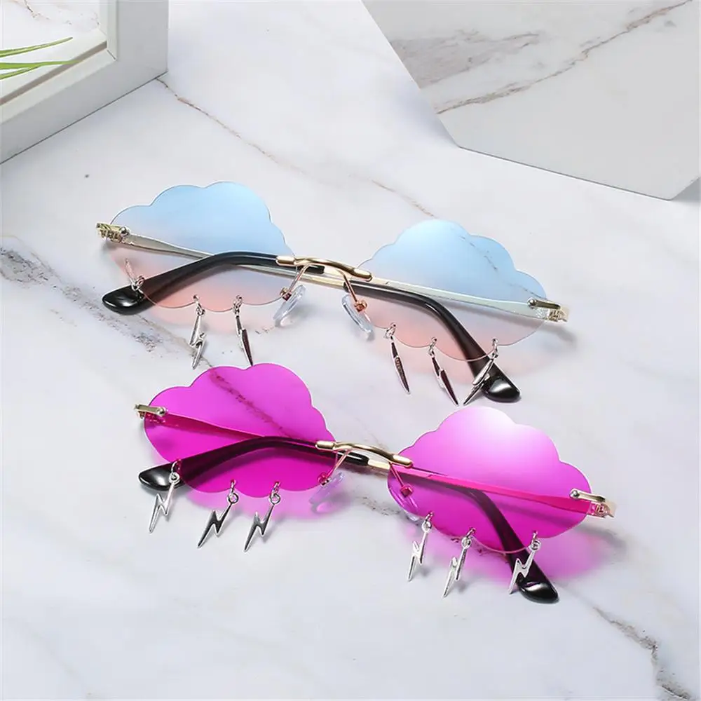 

Clouds Lightning Sunglasses for Women Retro Colorful Rimless Sunglasses 90s Sun Glasses Funny Disco Party Glasses