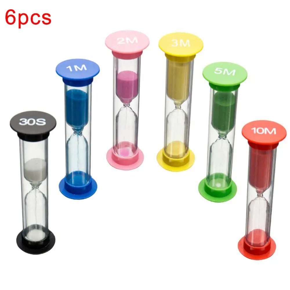 

6Pcs Plastic Hourglass 1/2/3/5/10 Minutes Sand Watch Sandglass Timer Watch Clock Gift Children Sand Timer Table Home Decoration