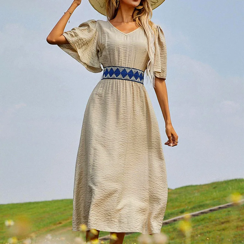 Summer Dress for Women Slim Short Sleeve Midi Simple Elegant Formal Vintage Casual Work Party Robe Femme Clothing
Summer Dress for Women Slim Short Sleeve Midi Simple Elegant Formal Vintage Casual Work Party Robe Femme Clothing