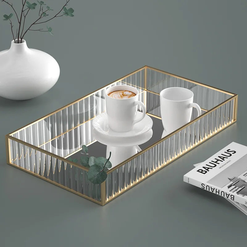 Counter Cosmetic Organizer Metal Frame Striped Glass Storage Tray Desktop Fruit Snacks Storage Tray Home Decor Accessories
Counter Cosmetic Organizer Metal Frame Striped Glass Storage Tray Desktop Fruit Snacks Storage Tray Home Decor Accessories