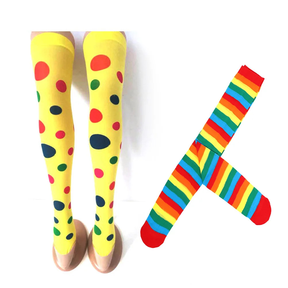 4pcs Polka Dot Printing Long Stockings Colorful Knee High Socks Colorful Clown Tube Socks Rainbow Stripes Cosplay Dress Up
4pcs Polka Dot Printing Long Stockings Colorful Knee High Socks Colorful Clown Tube Socks Rainbow Stripes Cosplay Dress Up