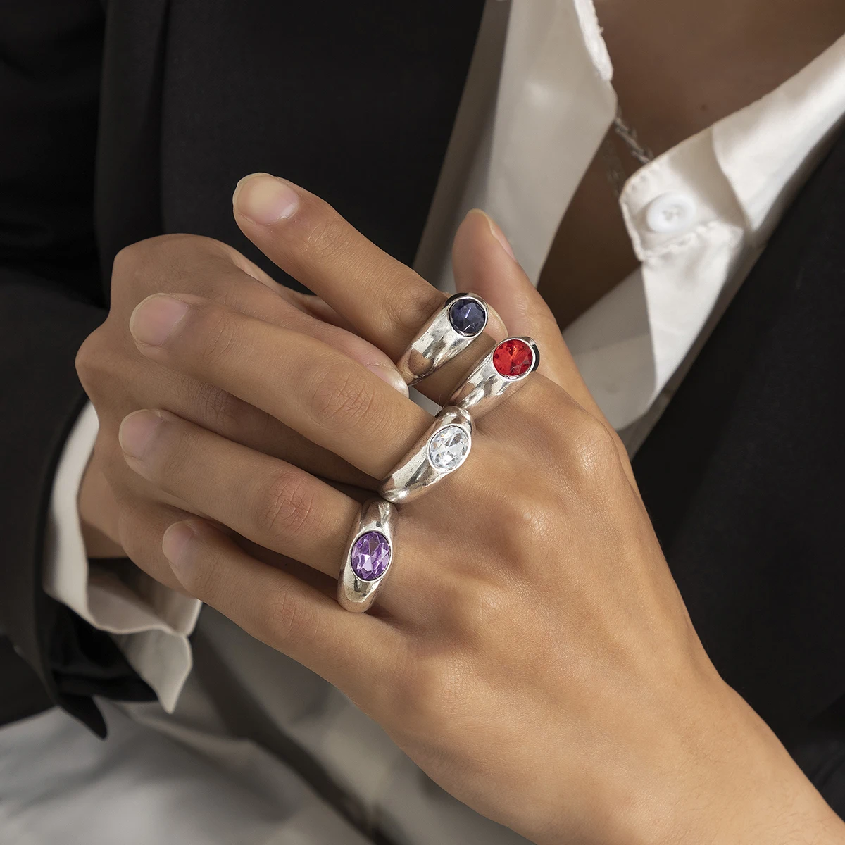 PuRui Vintage Antique Silver Color Rings Fashion gothic Not Adjustable Crystal Glass Rings for Women Men Jewelry
PuRui Vintage Antique Silver Color Rings Fashion gothic Not Adjustable Crystal Glass Rings for Women Men Jewelry