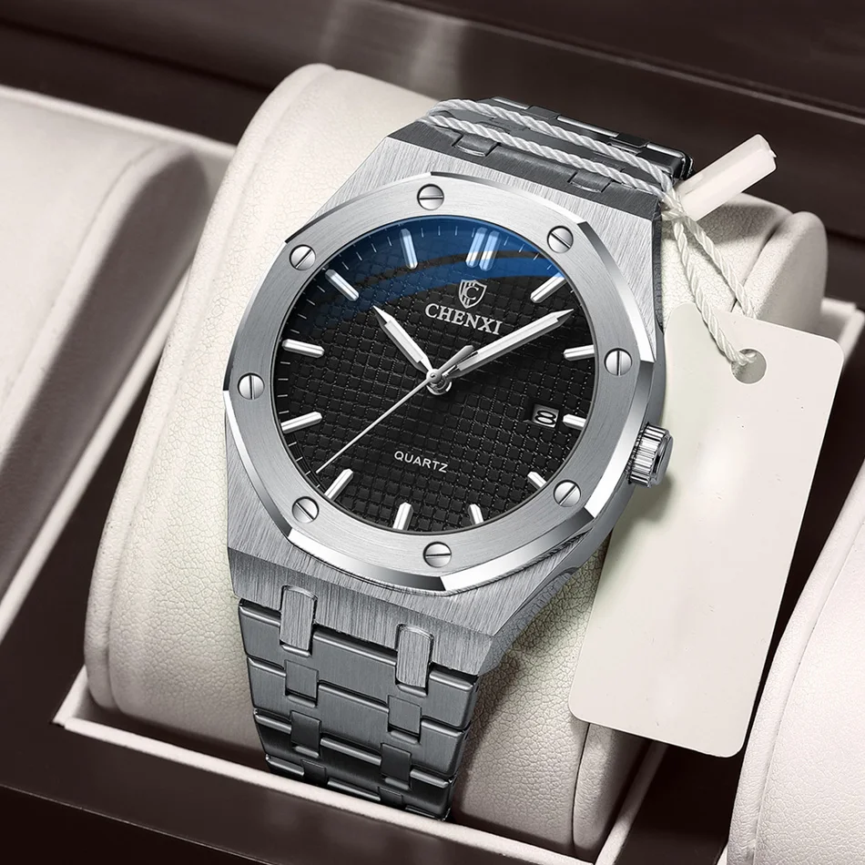 Royal Fashion Casual Men Watches Big Dial Silver Stainless Steel Calendar Quartz Wristwatch Classic Top Brand CHENXI Male Clock
Royal Fashion Casual Men Watches Big Dial Silver Stainless Steel Calendar Quartz Wristwatch Classic Top Brand CHENXI Male Clock