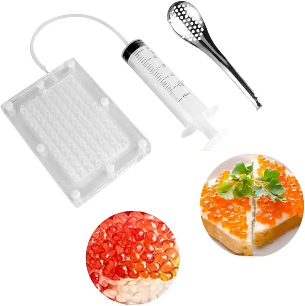 

Holes Spoon Dispenser Molecular Box Infuser Kit 100 Dispenser Caviar Maker Strainer With Sauce Gastronomy Roe Caviar