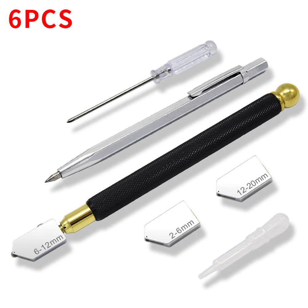 6Pcs Glass Cutter Tool Pencil Style Oil Feed Carbide Tip Engraving Pen Wheel Glass Cutter For Cutting 2-6/6-12/12-20 Mm Glass
6Pcs Glass Cutter Tool Pencil Style Oil Feed Carbide Tip Engraving Pen Wheel Glass Cutter For Cutting 2-6/6-12/12-20 Mm Glass