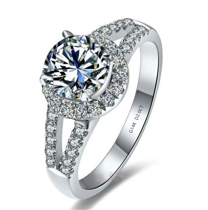Solid 14K White Gold AU585 Ring 2CT Round Fine Diamond Ring Female Love Best Fine Jewelry For Sister
Solid 14K White Gold AU585 Ring 2CT Round Fine Diamond Ring Female Love Best Fine Jewelry For Sister