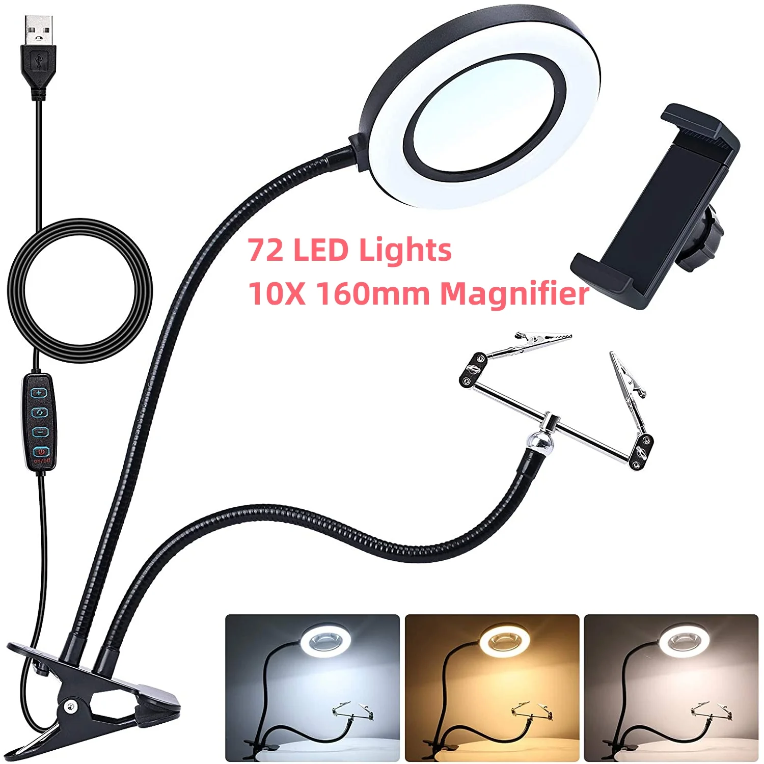 72 Lamp Clip On Light Holder Illuminated Metal With Magnifier With Selfie Phone Magnifying Glass Magnifying Light Ring
72 Lamp Clip On Light Holder Illuminated Metal With Magnifier With Selfie Phone Magnifying Glass Magnifying Light Ring