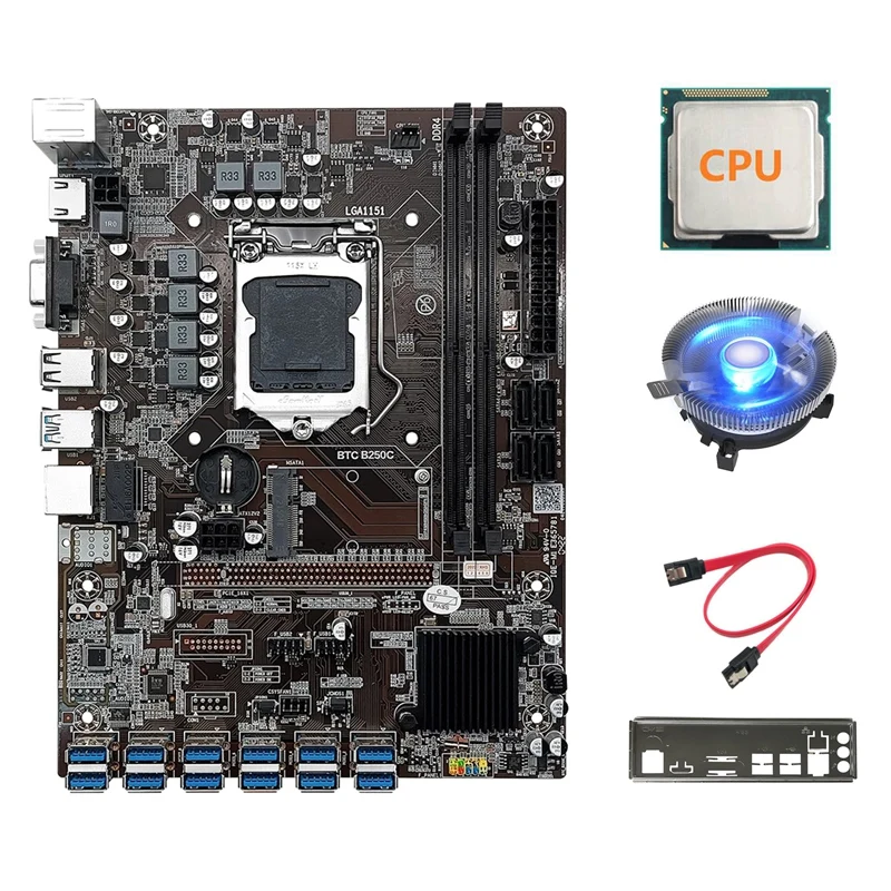 B250C 12 Card GPU Mining Motherboard+G3900/G3930 CPU+Cooling Fan+SATA Cable+Baffle 12XUSB3.0(PCIE 1X) LGA1151 DDR4 MSATA
B250C 12 Card GPU Mining Motherboard+G3900/G3930 CPU+Cooling Fan+SATA Cable+Baffle 12XUSB3.0(PCIE 1X) LGA1151 DDR4 MSATA