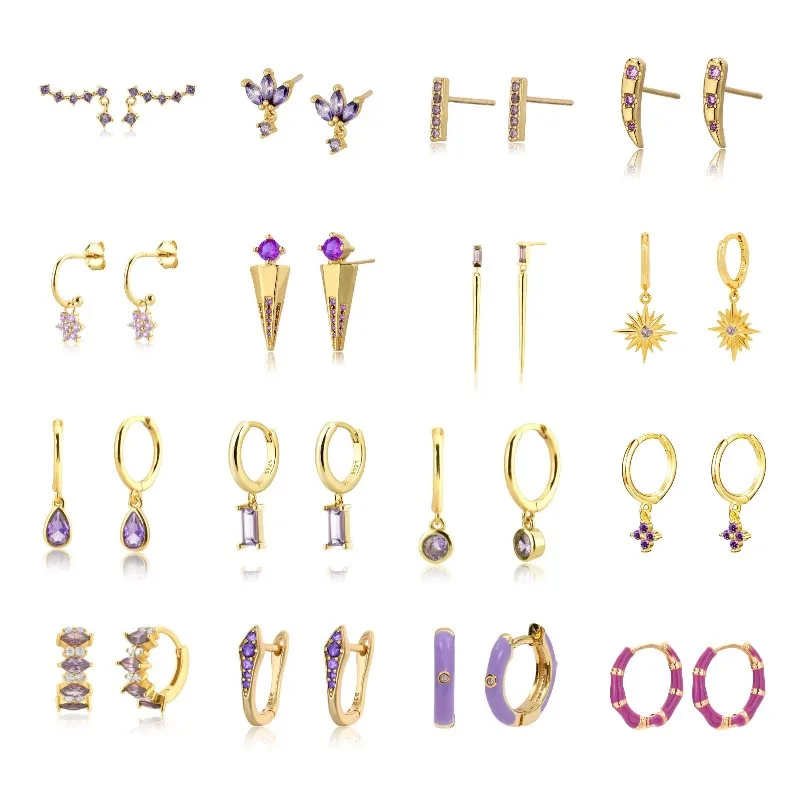 Purple Zircon Series Hoop Earrings for Women Simple Ins Purple Color Water Drop Rectangle Earrings Fashion Jewelry Pendientes 
Purple Zircon Series Hoop Earrings for Women Simple Ins Purple Color Water Drop Rectangle Earrings Fashion Jewelry Pendientes