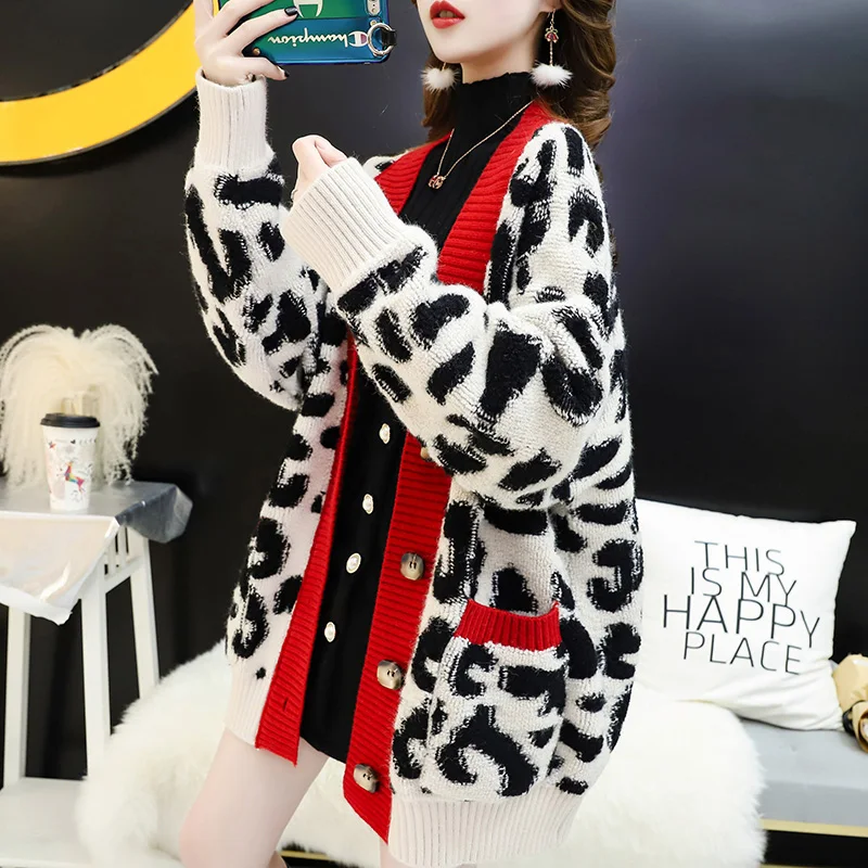Autumn Women Fashion Long Sweater Loose Cardigans Leopard Casual Cardigans Red Yellow Oversized Knitted Jacket Outwear Winter
Autumn Women Fashion Long Sweater Loose Cardigans Leopard Casual Cardigans Red Yellow Oversized Knitted Jacket Outwear Winter
