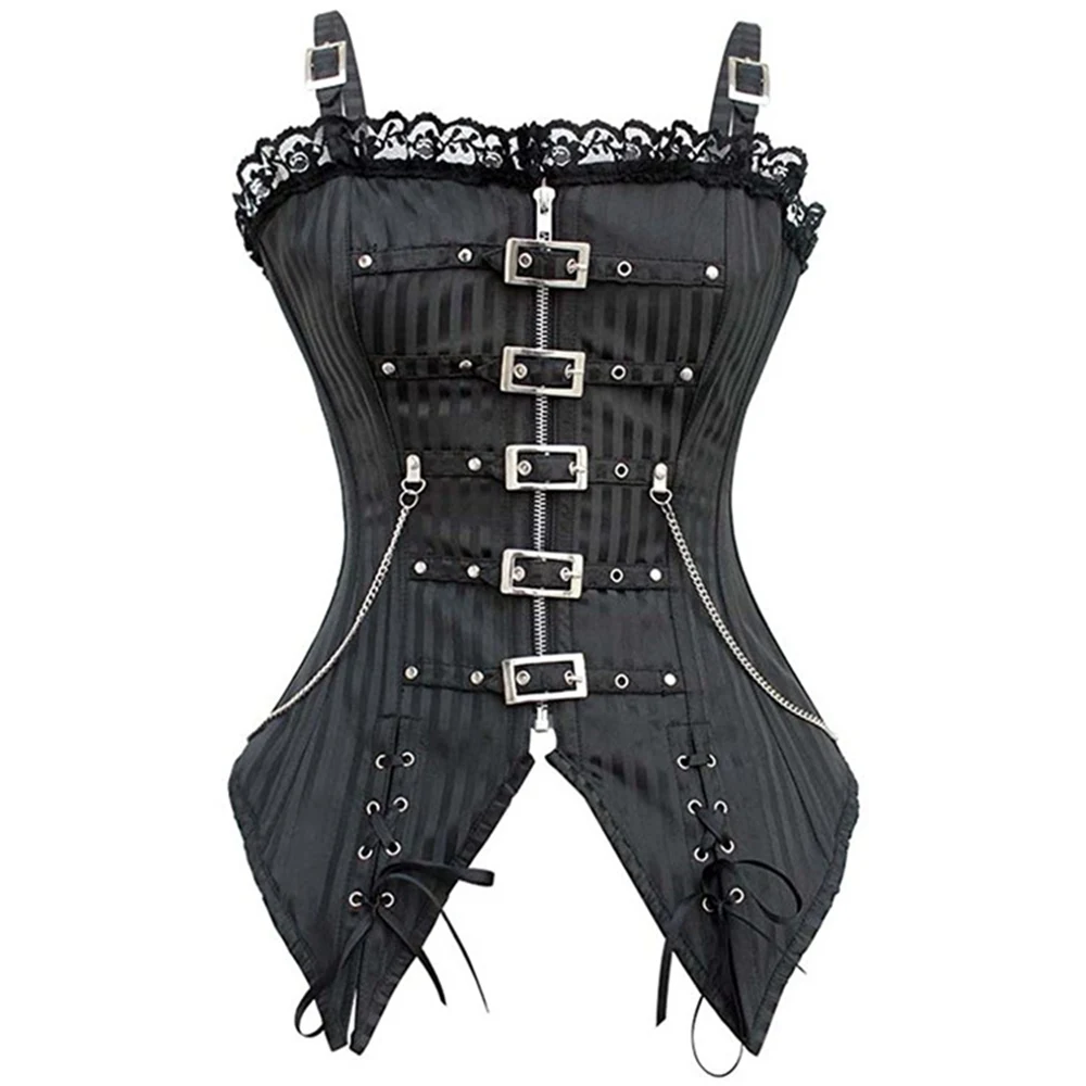 Women Corset Black Overbust Jacquard Top Gothic Steampunk Corset Bustier
Women Corset Black Overbust Jacquard Top Gothic Steampunk Corset Bustier