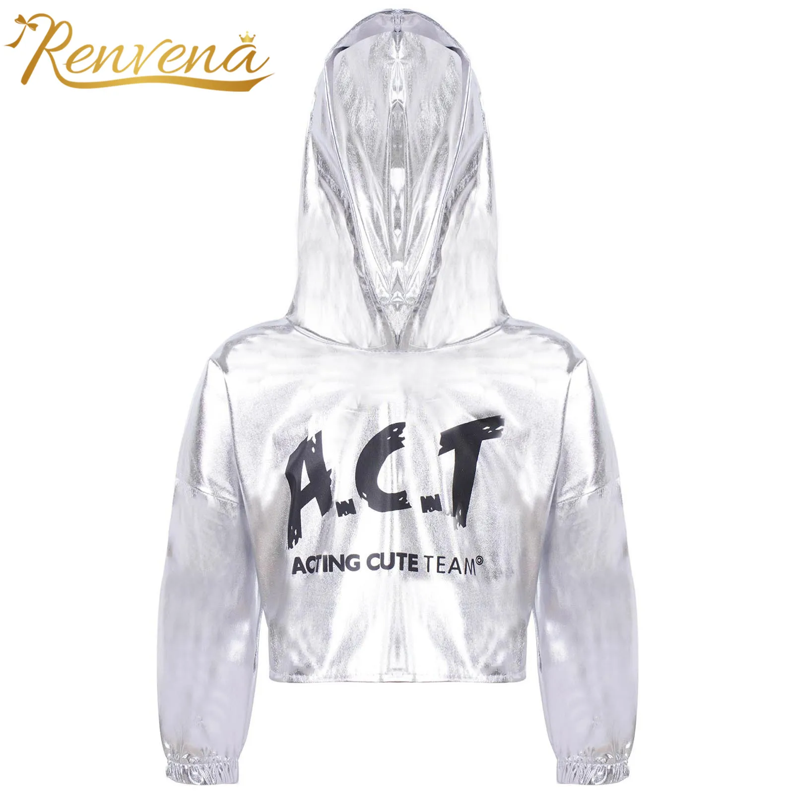 Children Kids Girls Boys Shiny Metallic Hooded Hoodie Long Sleeve Letters Print Crop Tops for Jazz Dance Performance Costume
Children Kids Girls Boys Shiny Metallic Hooded Hoodie Long Sleeve Letters Print Crop Tops for Jazz Dance Performance Costume